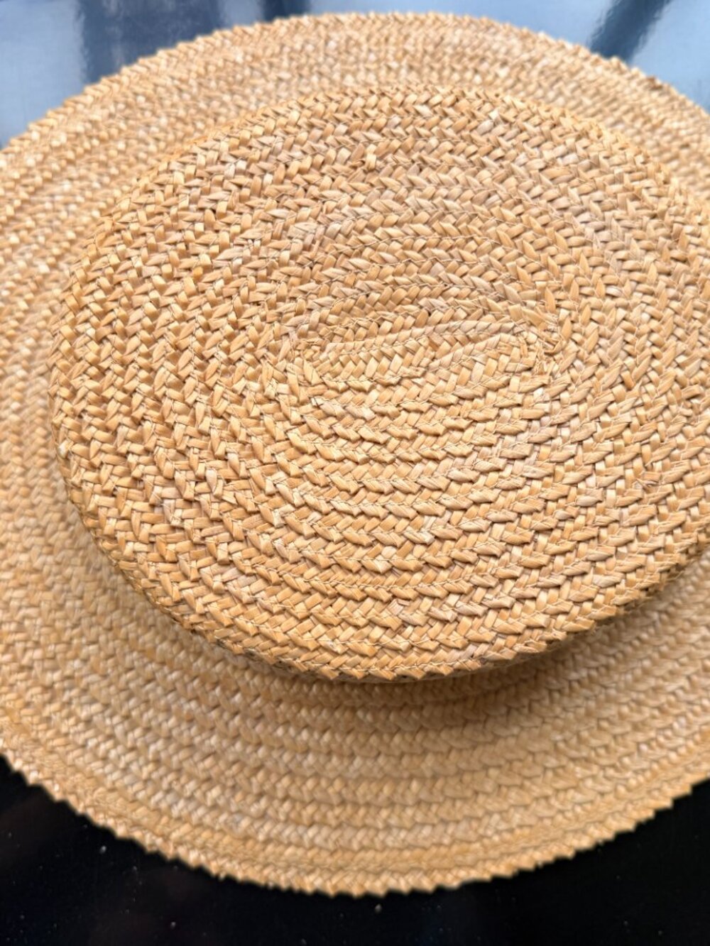 Vintage Yves St. Laurent Straw Boat Hat with Ribbon - Picture 9 of 11